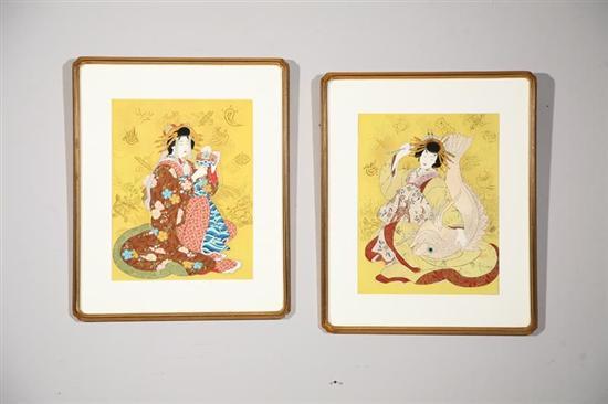 Appraisal: TWO WOODBLOCK PRINTS BY PAUL JACOULET FRANCE - Signed in