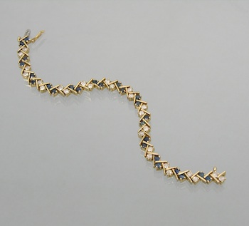 Appraisal: A Ladies' Diamond and Sapphire Bracelet in Gold k yellow