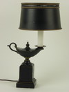 Appraisal: TABLE LAMP - Black painted tole Aladdin form table lamp