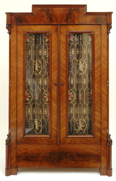 Appraisal: A TH CENTURY CONTINENTAL FLAME MAHOGANY DISPLAY CABINET The rectangular