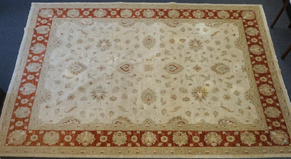 Appraisal: INDO-TABRIZ IVORY GROUND RUG FT IN X FTIndo-Tabriz Ivory Ground