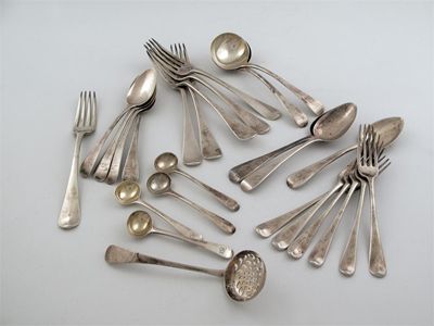 Appraisal: Old English pattern flatware George III-George IV six tableforks six