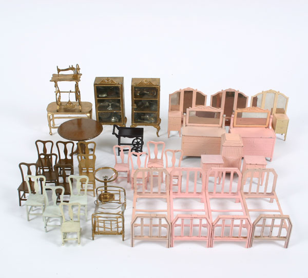 Appraisal: Tootsietoy miniature living room bedroom and dining room pieces in