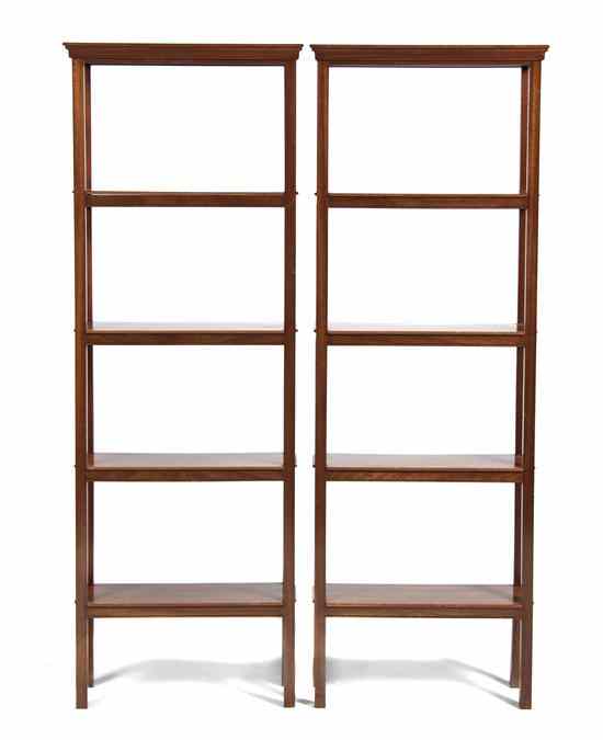 Appraisal: A Pair of American Mahogany Bookshelves each having a rectangular