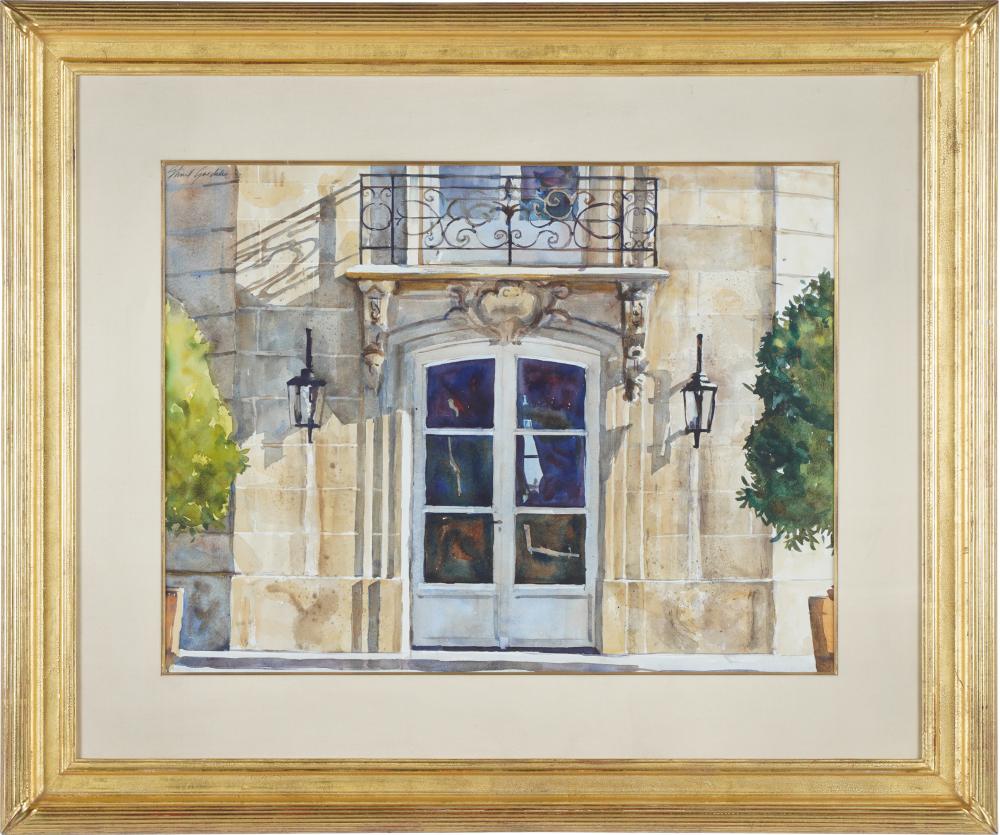 Appraisal: SHIRL GOEDIKE BAROQUE BALCONY SCENEwatercolor signed dated upper left x