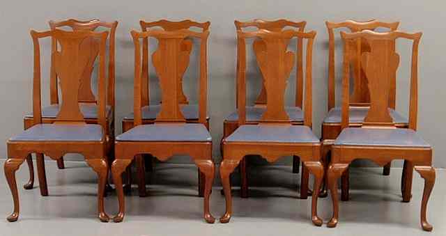 Appraisal: Set of eight Stickley Queen Anne style cherry side chairs