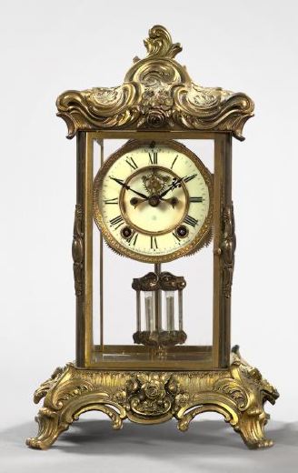 Appraisal: Good Ansonia Clock Company Gilded Brass and Beveled Glass Mantel