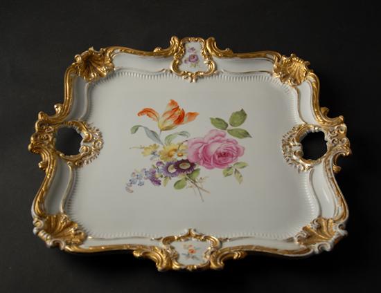 Appraisal: A L th C Meissen Porcelain Tray square with polychrome