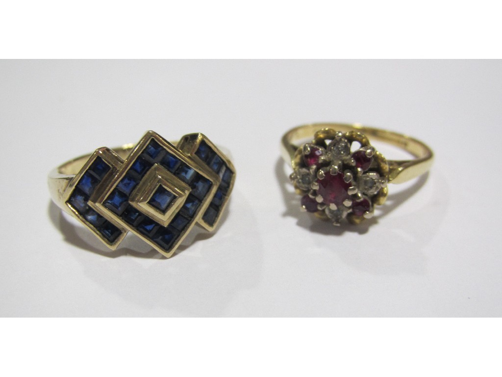 Appraisal: Lot comprising an ct gold ruby and diamond cluster ring