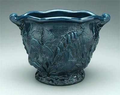 Appraisal: Mintons jardini re dark blue glossy glaze flowers and ferns