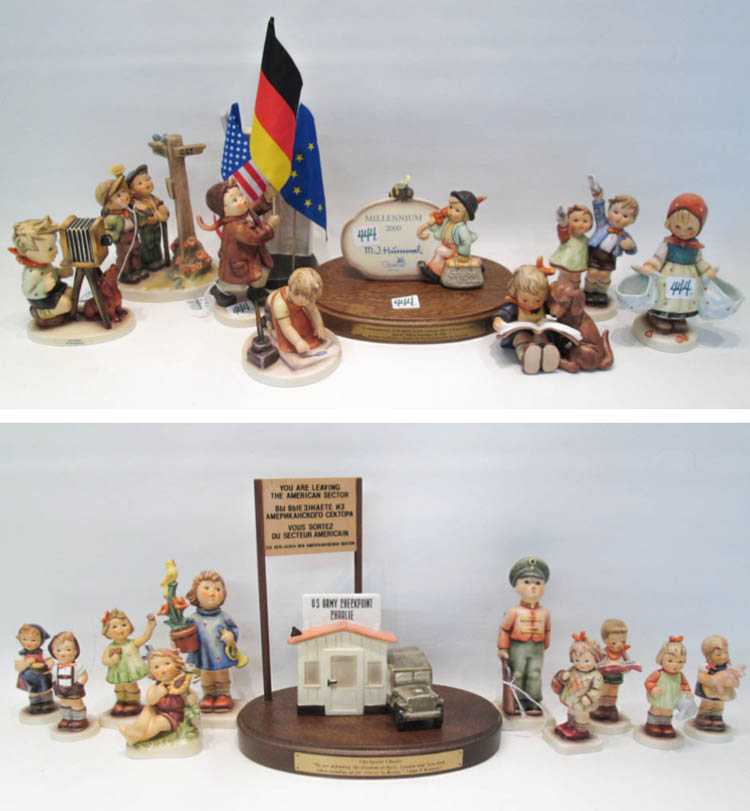 Appraisal: EIGHTEEN HUMMEL PORCELAIN FIGURINES with trademarks from to present TM-