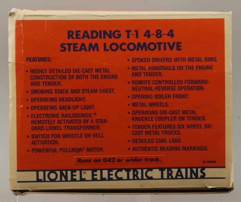 Appraisal: Lionel Reading T - - Steam Locomotive Description American Modern-era