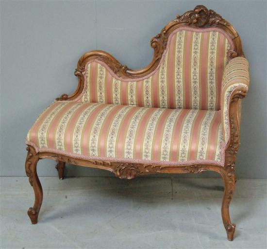 Appraisal: Late th early twentieth century walnut chaise longue of small