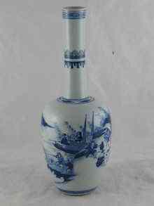 Appraisal: A mallet shaped Chinese blue and white vase with rural