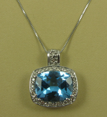 Appraisal: BLUE TOPAZ PENDANT NECKLACE with appraisal The k white gold