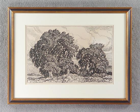 Appraisal: Birger Sandzen - Etching of Elms Signed in pencil lower