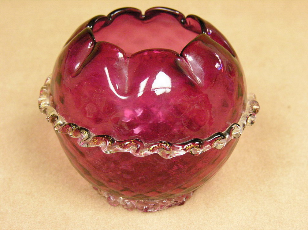 Appraisal: AMETHYST ROSE BOWL Appliqued pincered base and center decoration h