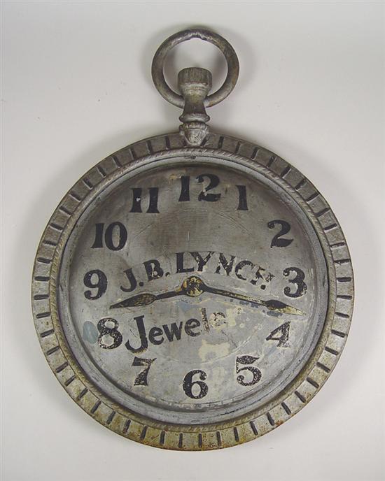 Appraisal: Watch-Form Jeweler's Trade Sign Circa Cast iron frame with tin