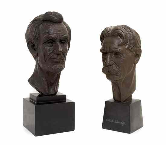 Appraisal: Two American Bronzed Plaster Busts Leo Cherne depicting Abraham Lincoln