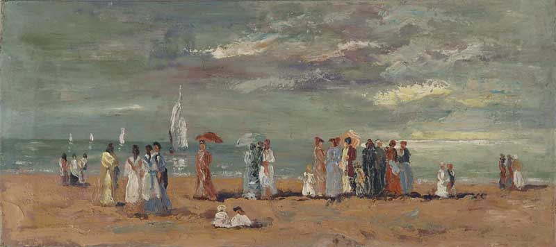 Appraisal: GIUSEPPE CORELLI Italian - BEACH AT NICE Oil on canvas