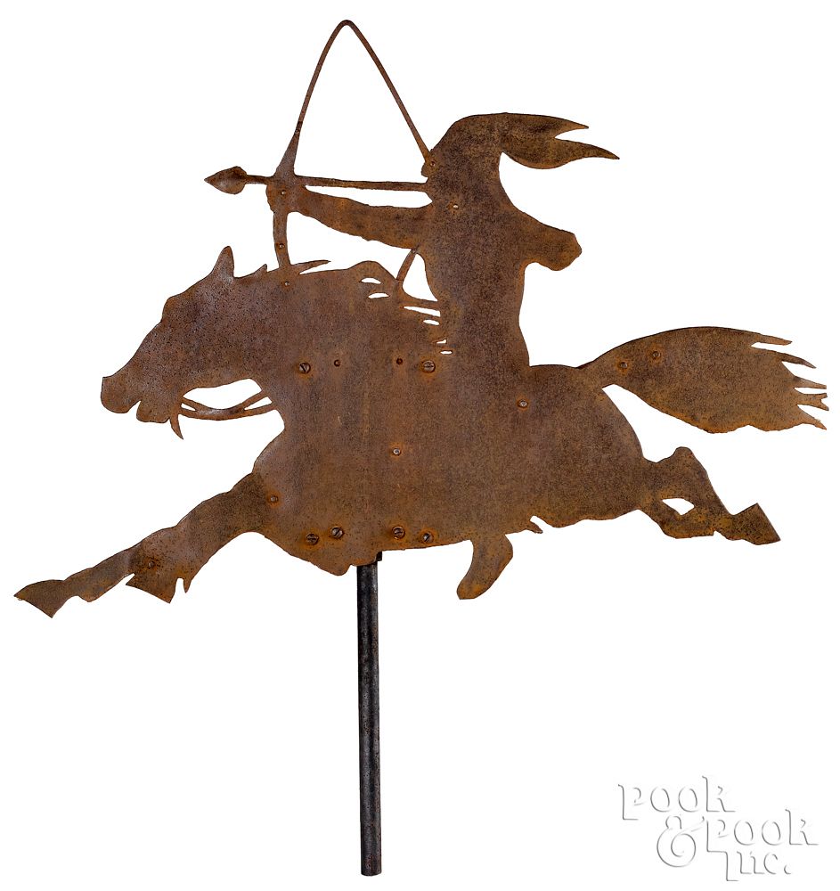 Appraisal: Sheet iron Native American Indian weathervane Sheet iron Native American