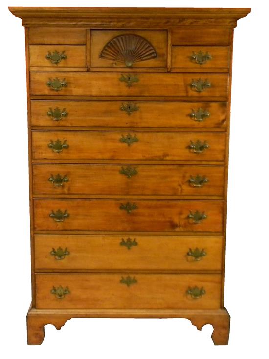 Appraisal: th C tall chest of drawers maple three drawers over