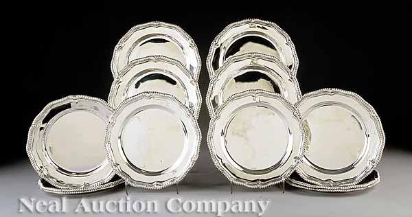 Appraisal: A Set of Twelve English Silverplate Dinner Plates marked Royal