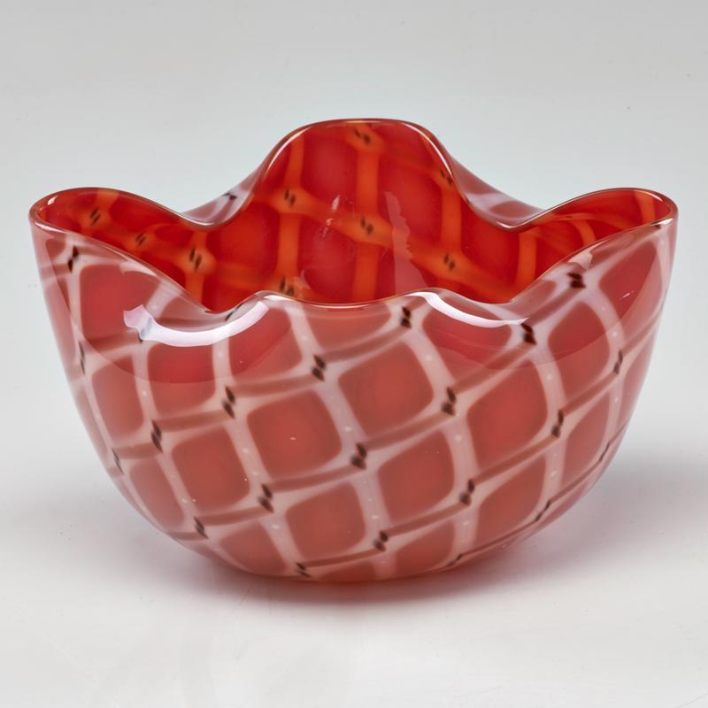 Appraisal: ARCHIMEDE SEGUSO - Losanghe red glass bowl Murano s Made