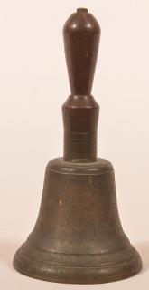 Appraisal: th Cent Brass Hand Bell with wood handle th Century