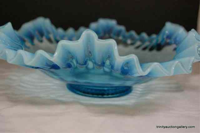 Appraisal: Vintage Jefferson Glass Blue Opalescent '' BowlThis is a beautiful