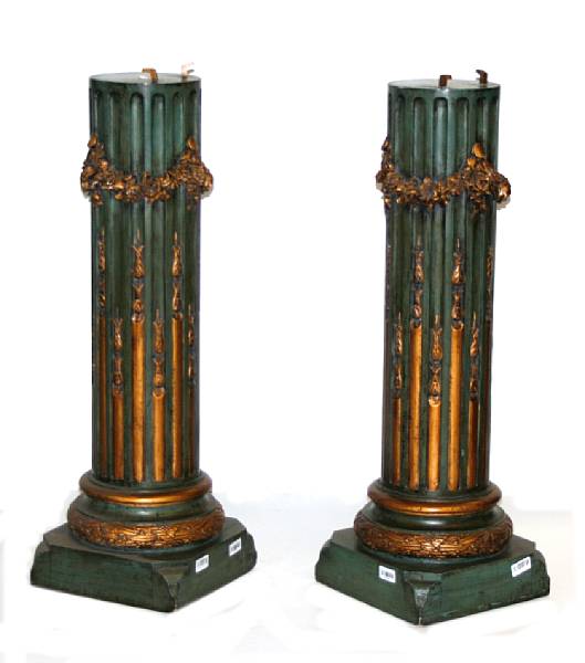 Appraisal: A pair of Neoclassical style parcel gilt and green painted