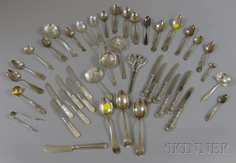 Appraisal: Group of Mostly Sterling and Coin Silver Flatware Durgin Dominick