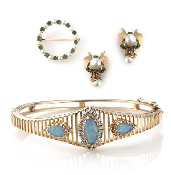 Appraisal: A collection of gem-set and k gold jewelry comprising of