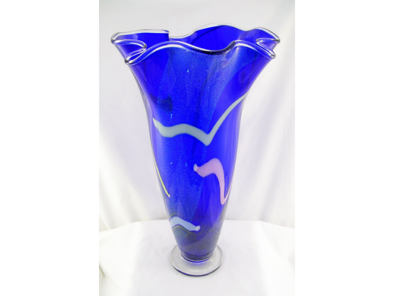 Appraisal: Glass Eye Studio Art Glass Vase Cobalt free form art