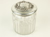 Appraisal: DRESSER JAR - Art Nouveau sterling top cut glass base