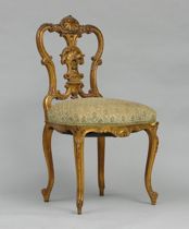 Appraisal: Ornate Gilt Chair circa th Century Lovely hand carved chair