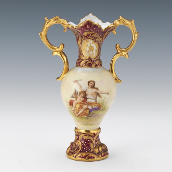 Appraisal: C M HUTSCHENREUTHER PORCELAIN CABINET VENUS AND AMOR VASE x