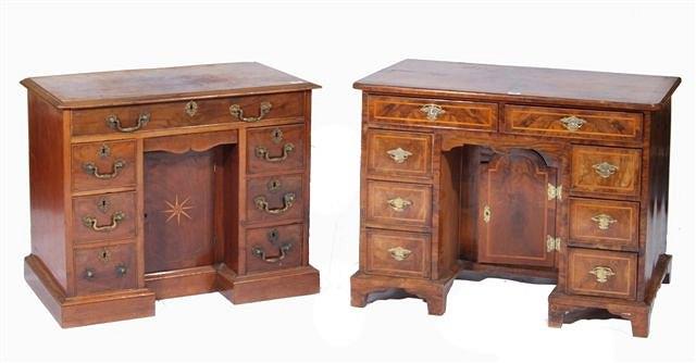 Appraisal: A GEORGE I KNEEHOLE DESK decorated with boxwood line inlay