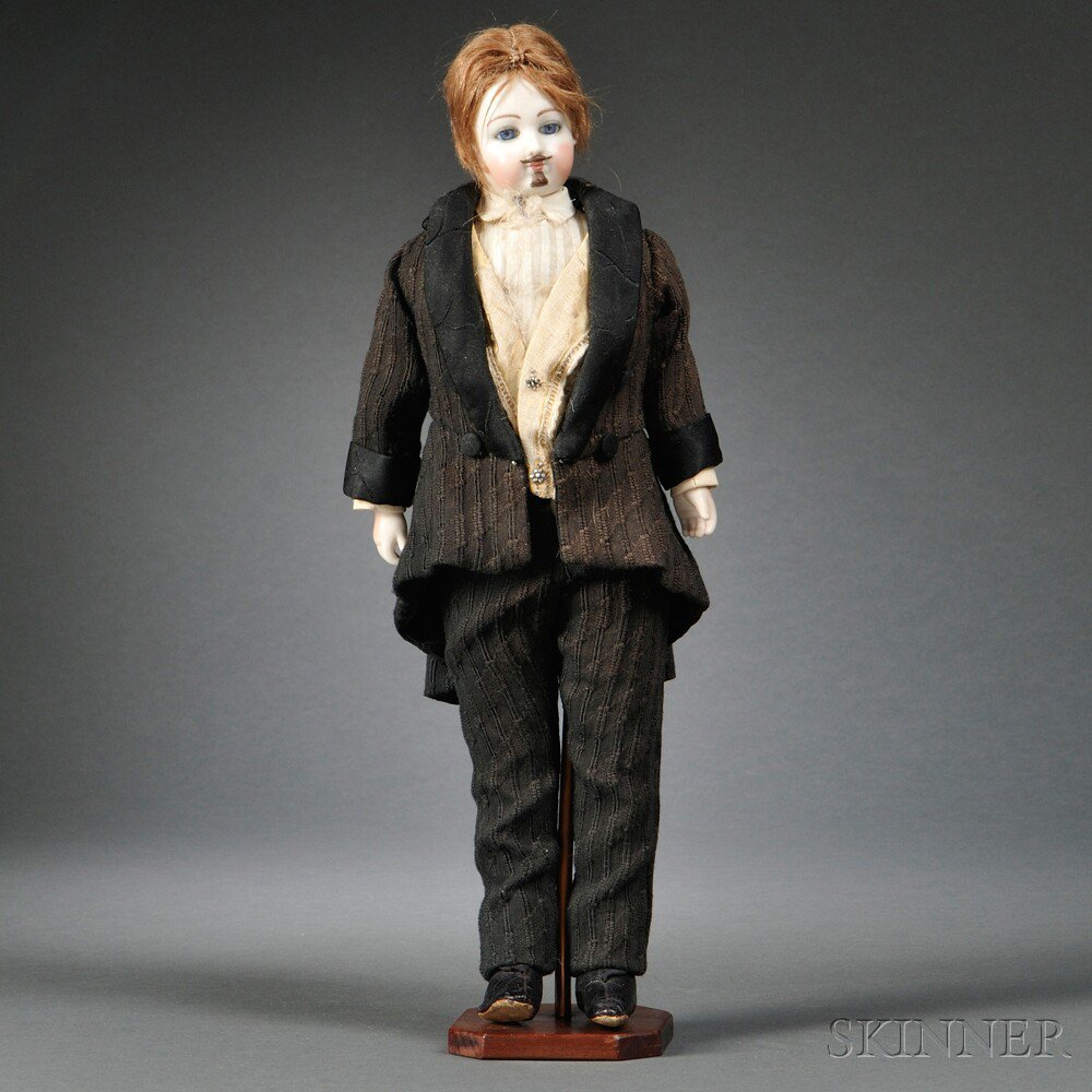 Appraisal: Altered French Bisque Socket Head Boy Doll with Goatee and