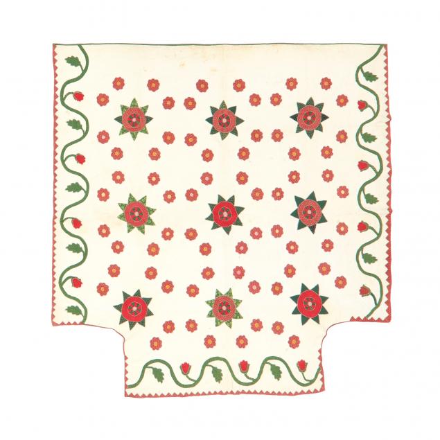 Appraisal: VINTAGE APPLIQUE QUILT The white cotton ground with stylized Oriental