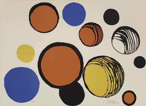 Appraisal: ALEXANDER CALDER Multicolored Spheres Color lithograph on Arches paper x