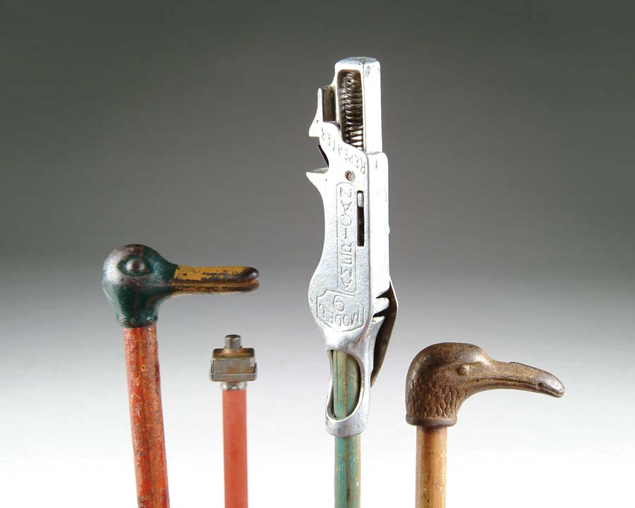 Appraisal: LOT OF CAP CANES Lot includes figural duck head figural