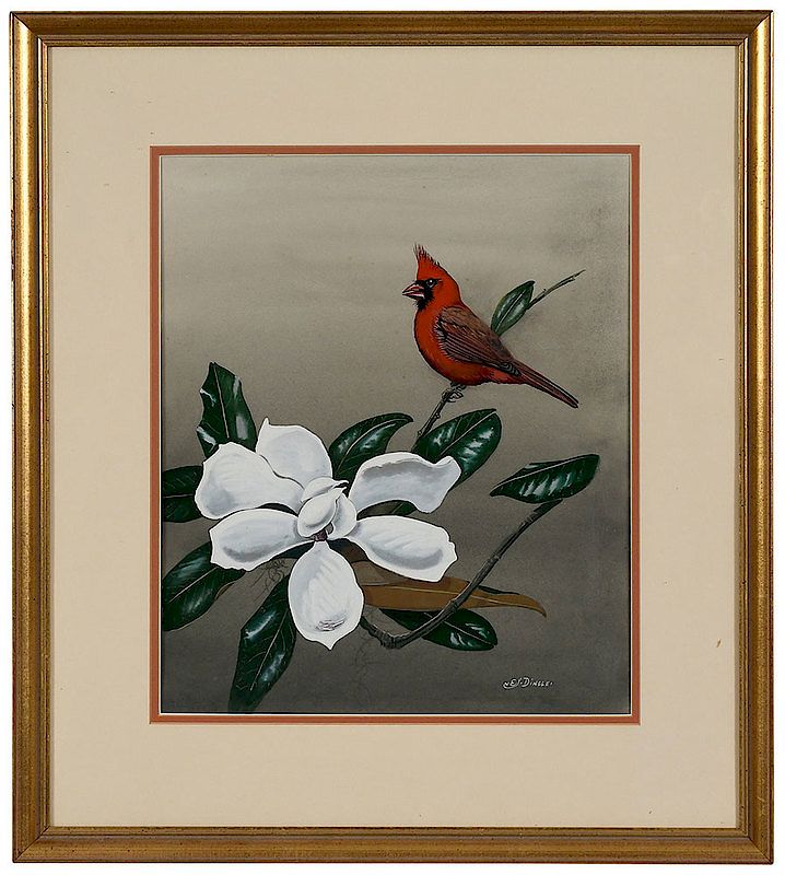 Appraisal: Edward Von Siebold Dingle South Carolina - Cardinal in Magnolia