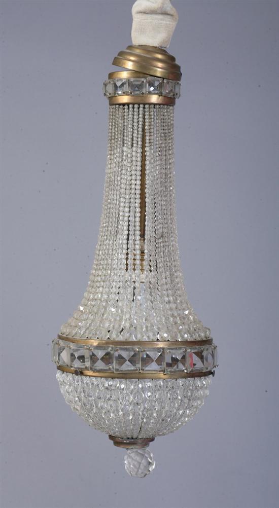 Appraisal: EMPIRE-STYLE PETITE CRYSTAL CHANDELIER early th century wired for electricity