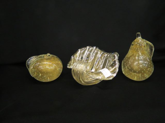 Appraisal: pcs Murano Art Glass pair of fruit bookends and a