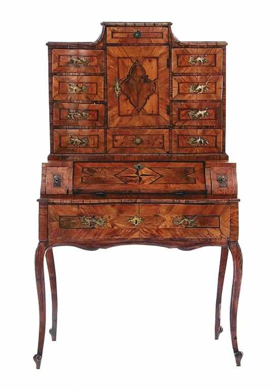 Appraisal: Continental parquetry inlaid writing desk late th early th century