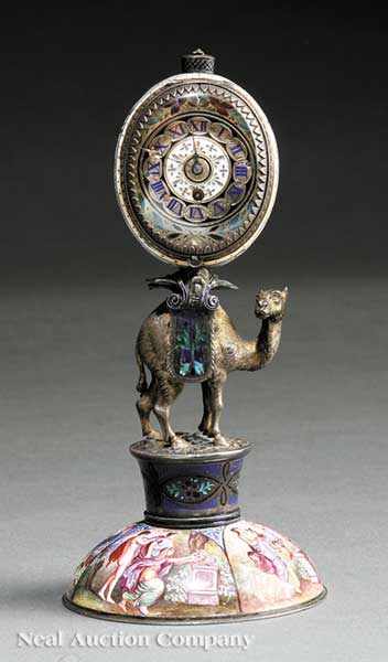 Appraisal: A Viennese Gilt Bronze and Enamel Table Clock th c