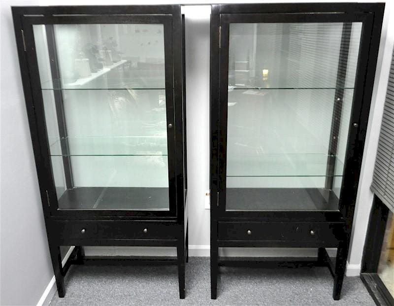 Appraisal: VINTAGE WOOD GLASS DISPLAY CABINETS Painted Wood Glass Display Cabinets