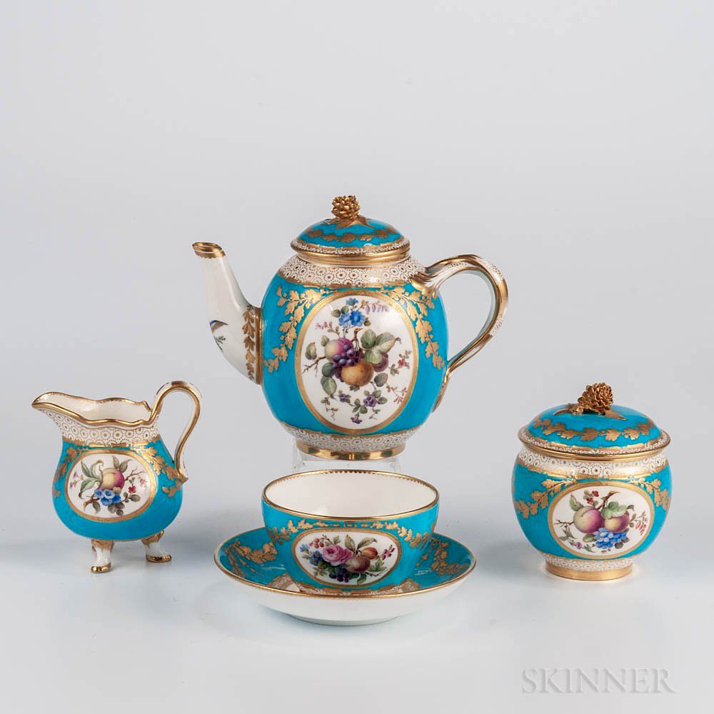 Appraisal: Four-piece Minton Bone China Solitaire Tea Set Four-piece Minton Bone