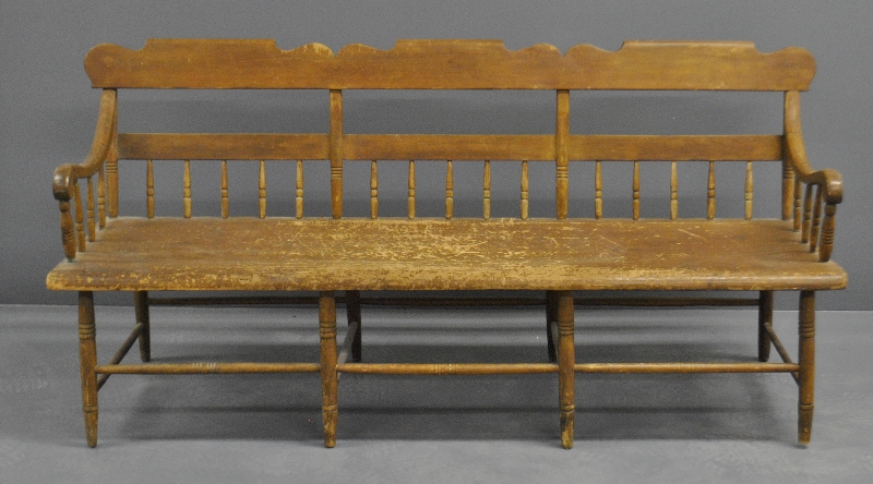 Appraisal: - Pennsylvania half spindle back settee c h x l